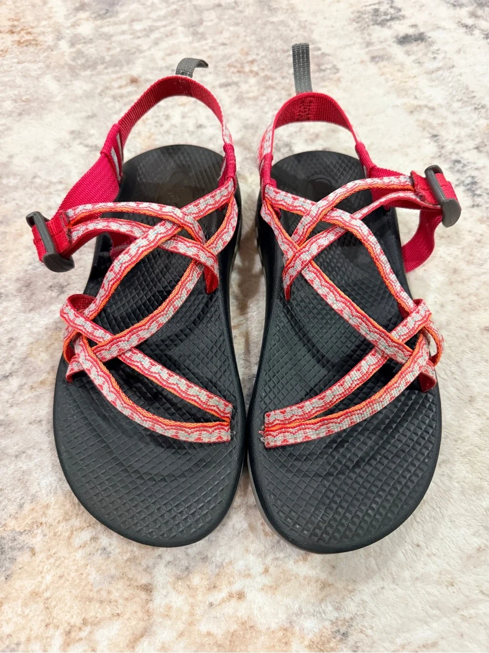 Chaco Kids Red Pink Patterned Adjustable Strap Sandals